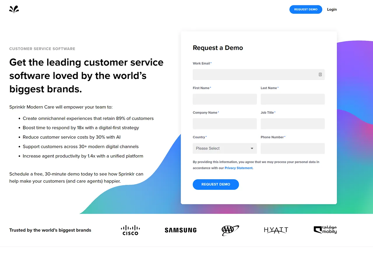 Screenshot of Sprinklr demand generation form.